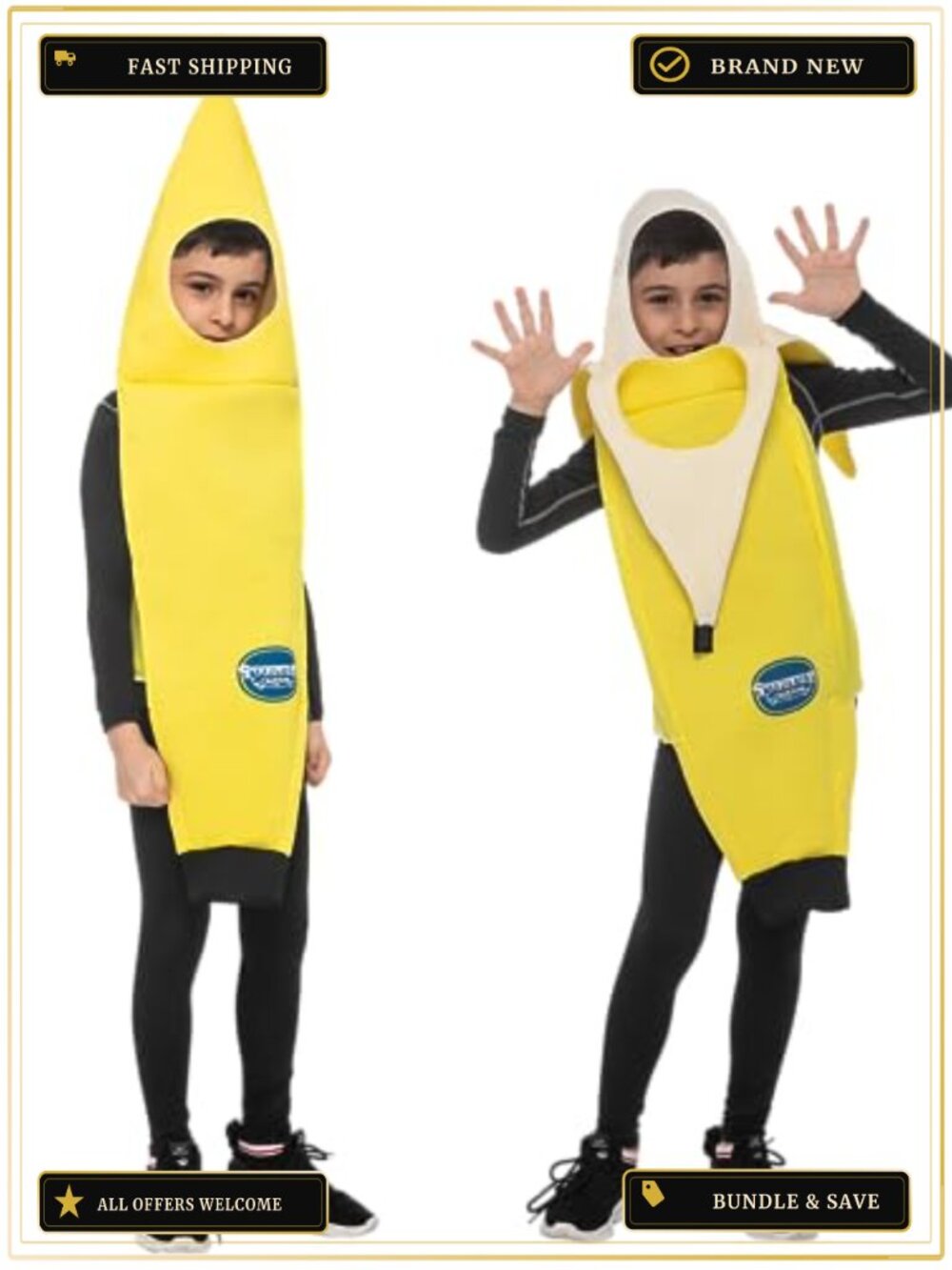 Kids Banana Costume Jumpsuit Halloween Dress Up Party